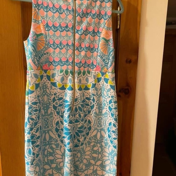 🎉HP 🎉Lilly Pulitzer Dress Sigrid Caribbean Citrus Shift Cruise Blue Pink 4 - Picture 5 of 10